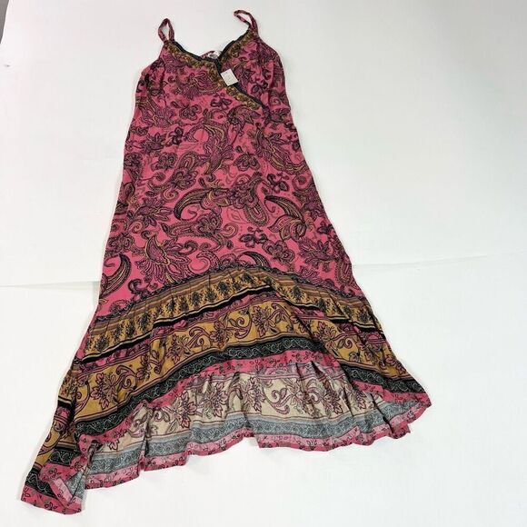 Maurices Midi Dress Womens 1X Multicolor Rayon Sleeveless Paisley High Low New - Picture 2 of 14